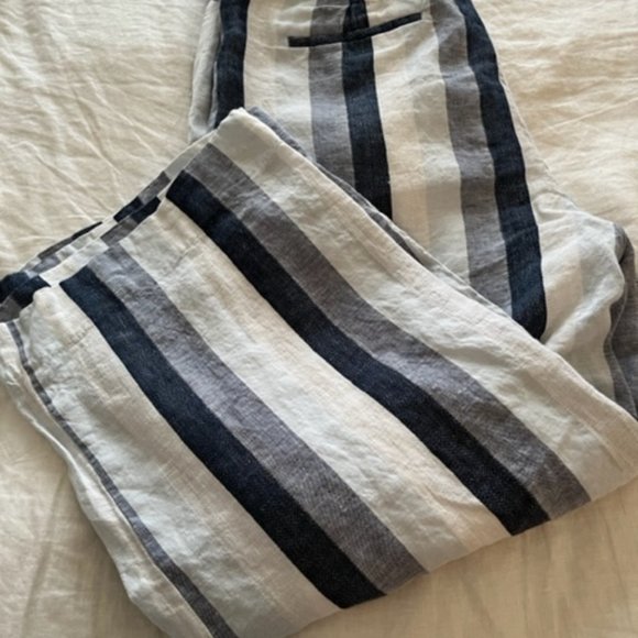 POINT SUR LINEN WIDE LEG CROPPED PANTS SIZE 14 - Picture 3 of 4